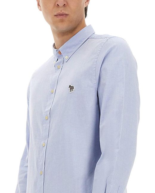 Paul Smith Blue Tailored Fit Shirt With Classic Collar for men