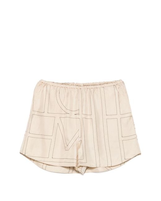 Totême  Natural Monogram Silk Pajama Shorts