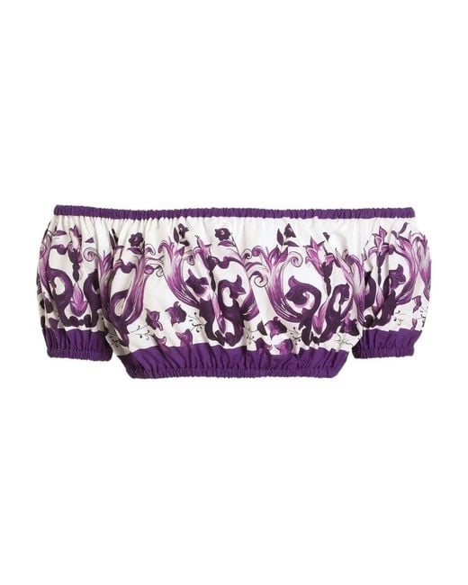 Dolce & Gabbana Purple Printed Crop Top