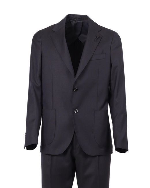 Lardini Blue Tailored Suit With Notch Lapels And Tapered Fit for men