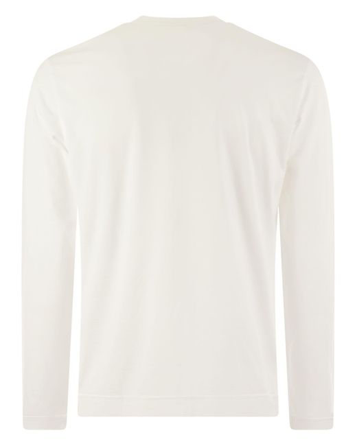 T-shirt de coton à manches longues à manches longues Fedeli en coloris White