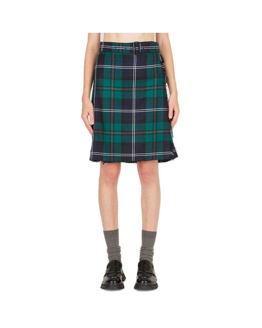 Burberry Green Tartan Kilt Skirt