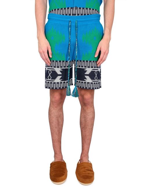 Alanui Blue Piquet Bermuda for men