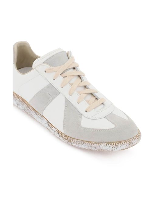Maison Margiela Vintage Nappa En Suede Replica Sneakers In in het White voor heren