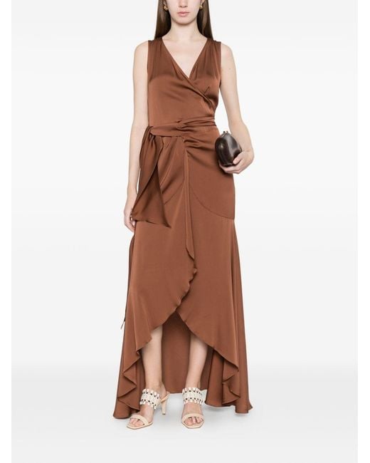 Silk95five Brown Shangri Silk Long Dress
