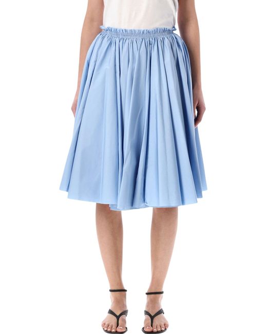 AMI Blue Cotton Midi Corolla Skirt