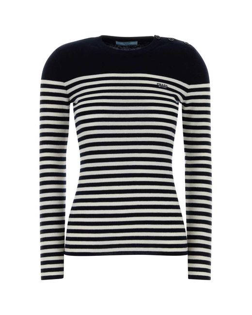 Prada Black Embroidered Wool Sweater