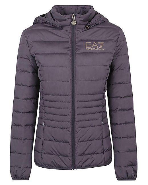 EA7 Logo Short Down Jacket in het Blue