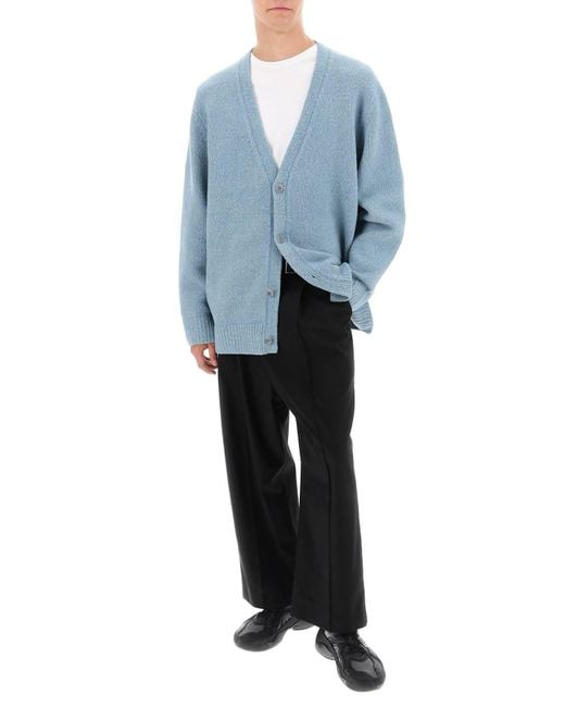 Acne Melange Wool Cardigan in het Blue voor heren