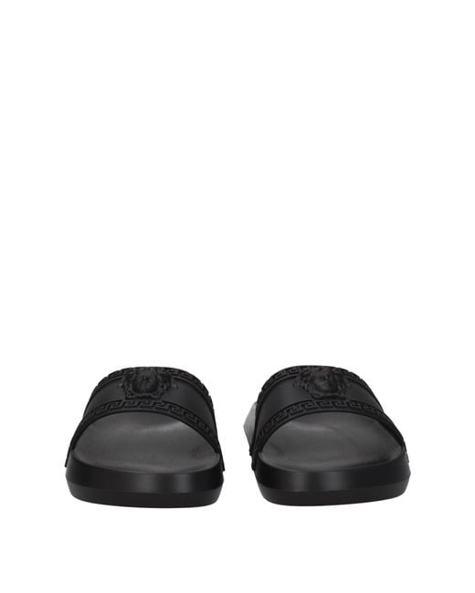 Versace Black Slippers And Clogs Rubber