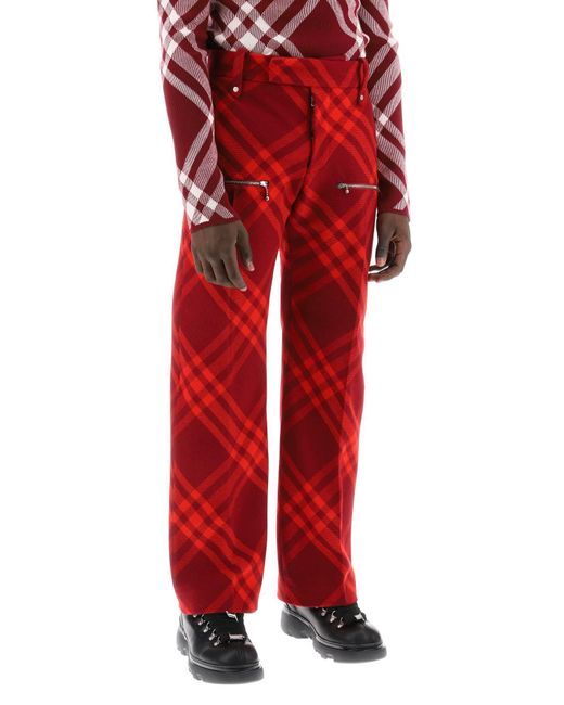 Pantalon de laine à carreaux Burberry pour homme en coloris Red