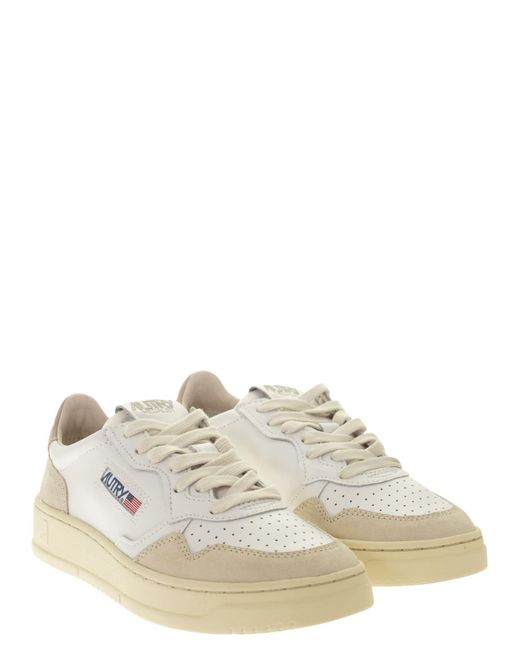 Autry White Medalist Low Leather And Suede Sneakers
