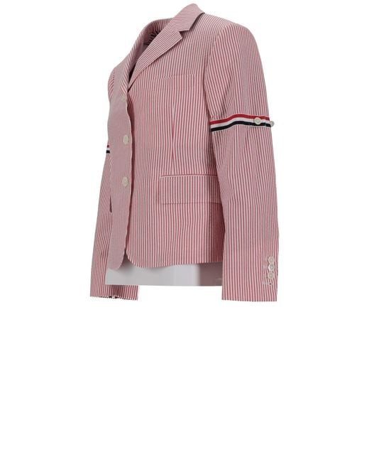 Thom Browne Pink High Break Sb Sportcoat W/ Rwb Gg Armbands
