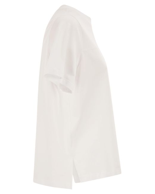 Peserico White Stretch Cotton T-Shirt With Pocket