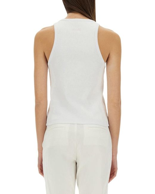 MSGM White Ribbed Cotton Top