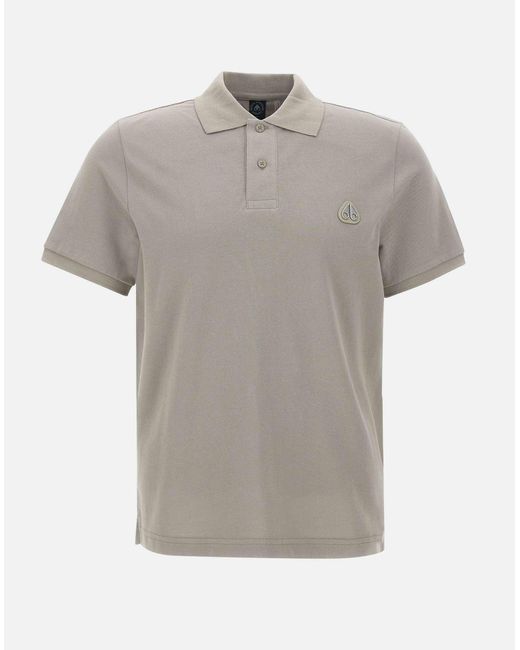 Moose Knuckles Everett Cotton Polo in Taupe in Gray für Herren
