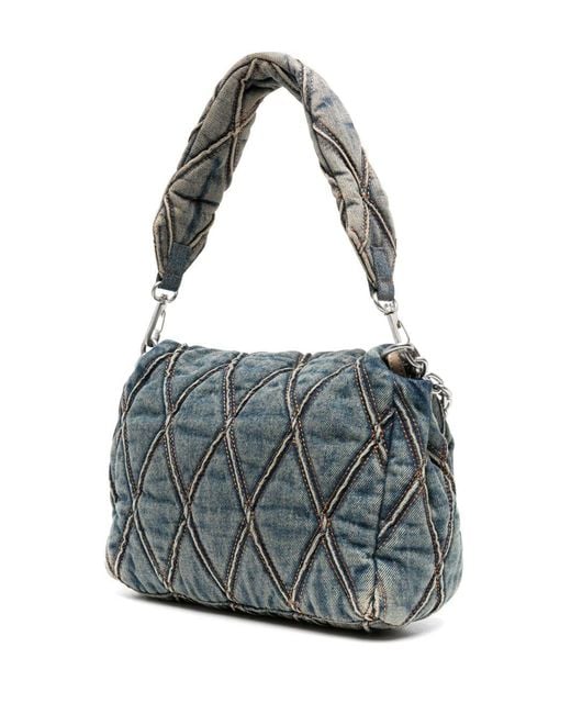 DIESEL Gray Charm-D S Denim Shoulder Bag