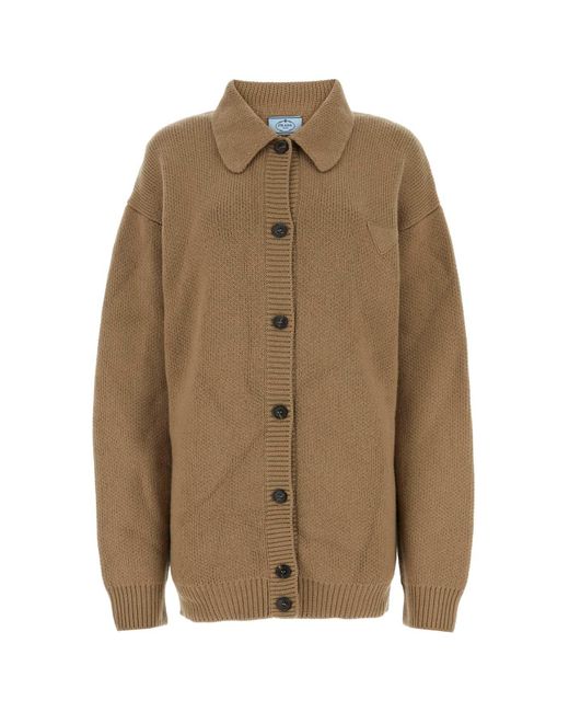 Prada Brown Biscuit Cashmere Cardigan