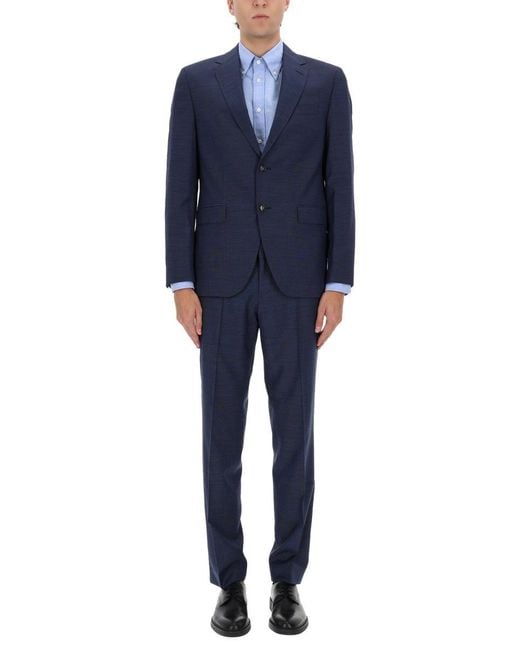 Boss Blue Virgin Wool Suit for men