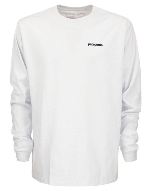 Patagonia White T Shirt With Logo Long Sleeves