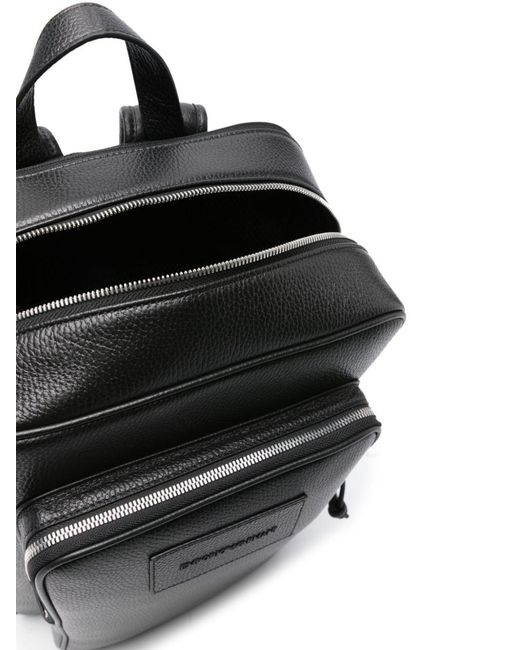 Emporio Armani Black Leather Backpack for men