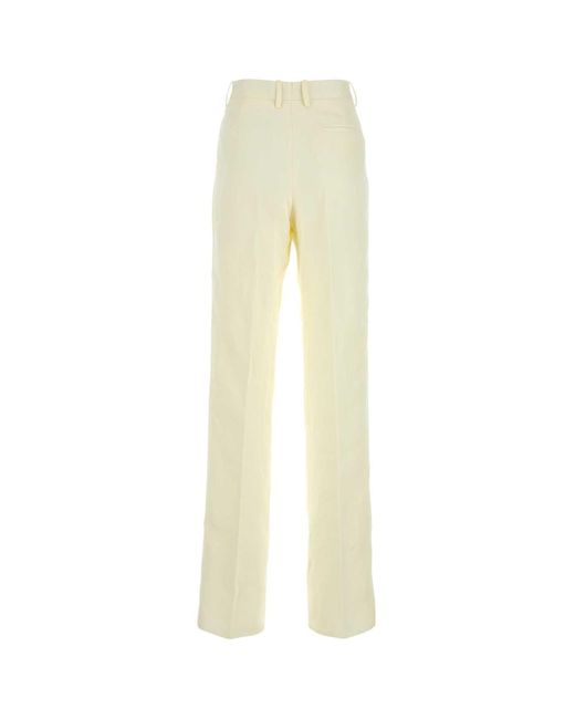 Bottega Veneta White Cream Linen Pant