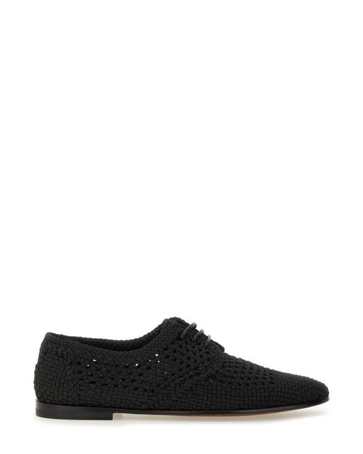 Dolce & Gabbana Black Woven Fabric "Derby" Shoe