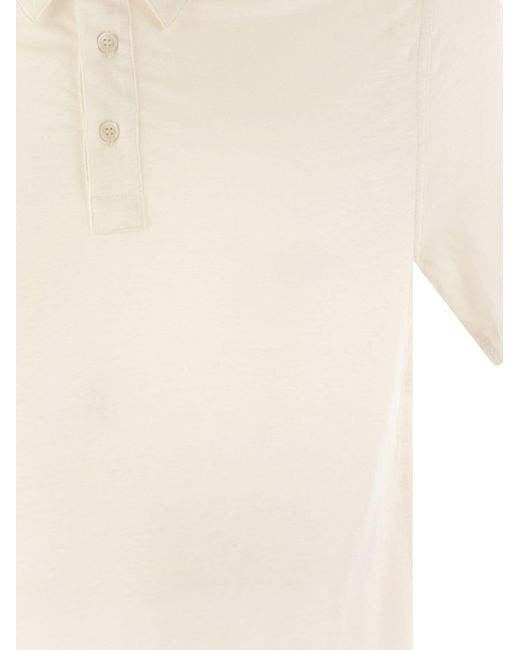 Majestic White Linen Short Sleeved Polo Shirt