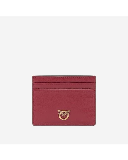 Pinko Red Leather Card Holder With Logo