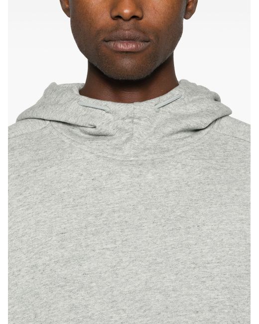 C P Company Gray Diagonal Raised Fleece Goggle Hooded Sweatshirt Clothing for men