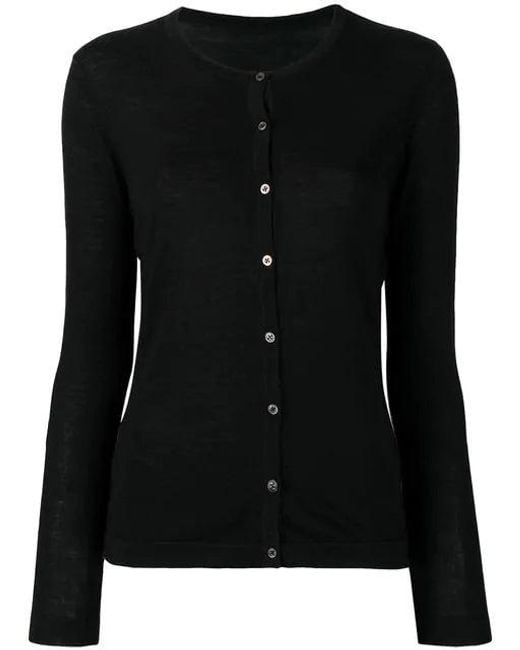 LA ROSE Black Round Neck Cardigan