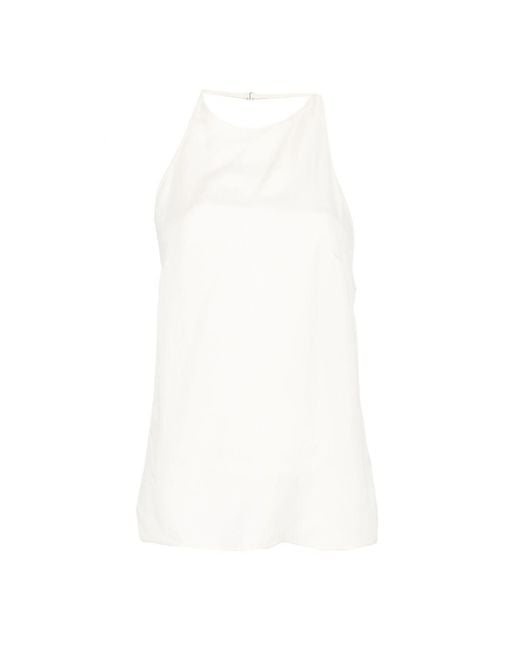 Alysi White Twill Silk Top