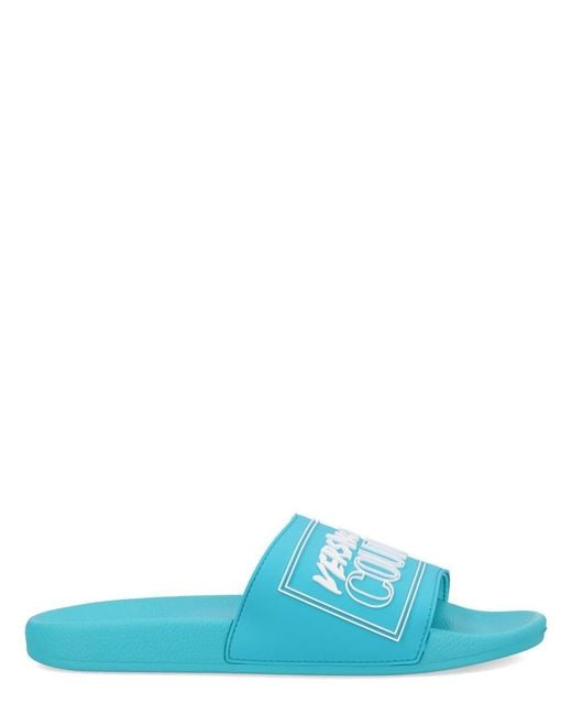 Versace Jeans Couture Blue Azure Elastane Pvc Flat