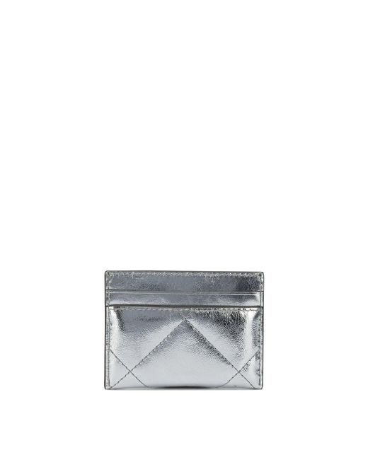 Tory Burch Gray Cow Leather Card Holder
