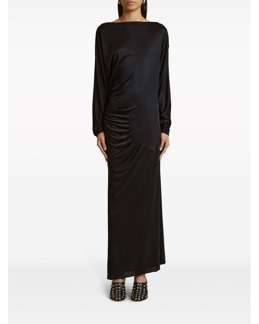 Khaite Black Oron Gathered Long-sleeve Dress