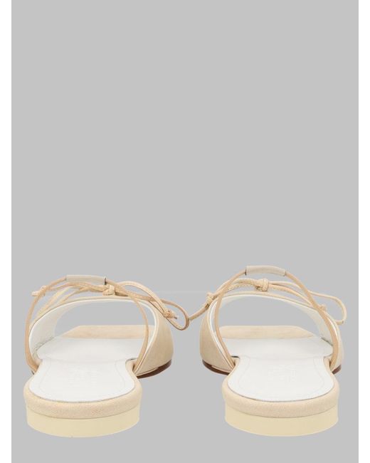 MM6 by Maison Margiela Natural Slingback Sandals With Bow Detail