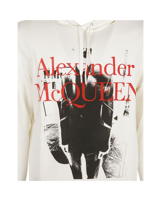 Alexander McQueen Hoodie Logo Sweatshirt in het White voor heren