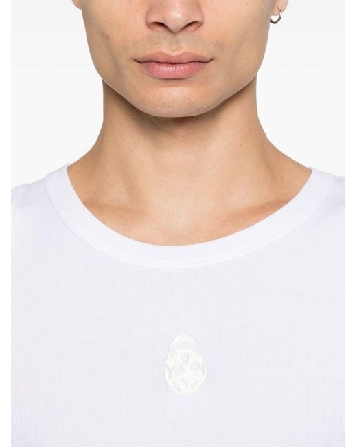 McQueen White Alexander Mc Queen Skull Cotton Tank Top