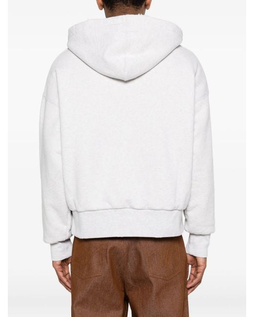 Golden Goose Deluxe Brand White Star/ Relaxed Hoodie/ Double Layer/ Destroyed Wash