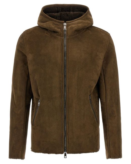 Giorgio Brato Green Shearling Hooded Jacket for men