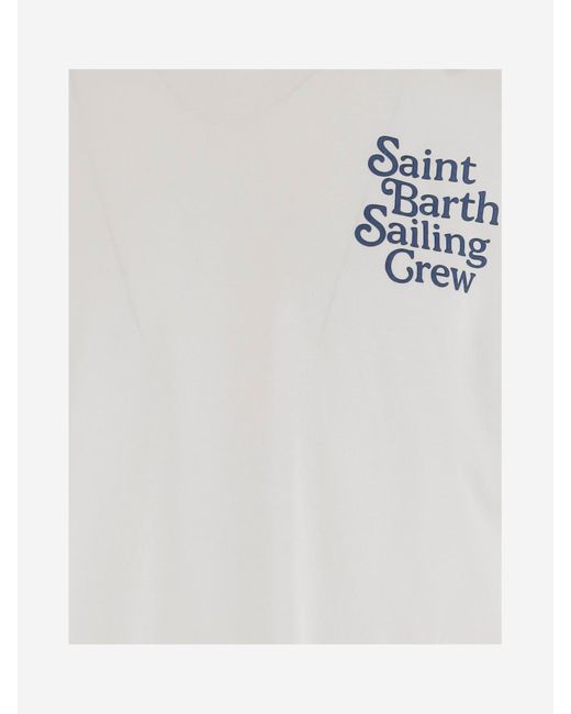Mc2 Saint Barth White Cotton T Shirt With Logo Print for men