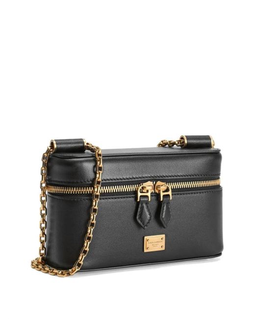 Dolce & Gabbana Black Schwarze Schultertasche Mit Kette