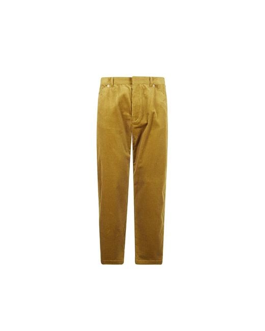 Prada Yellow Pinwale Corduroy Trousers for men