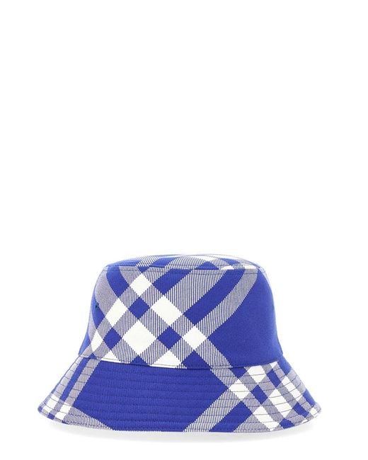 Burberry Blue Bucket Check Hat