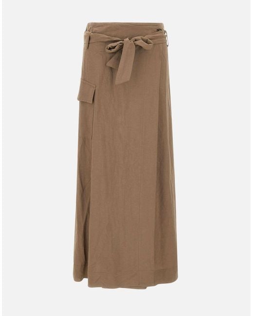 Kaos Taupe Viscose Linnen Blend Rok in het Natural