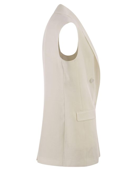 Chaleco de lino con doble botonadura Tagliatore de color Natural