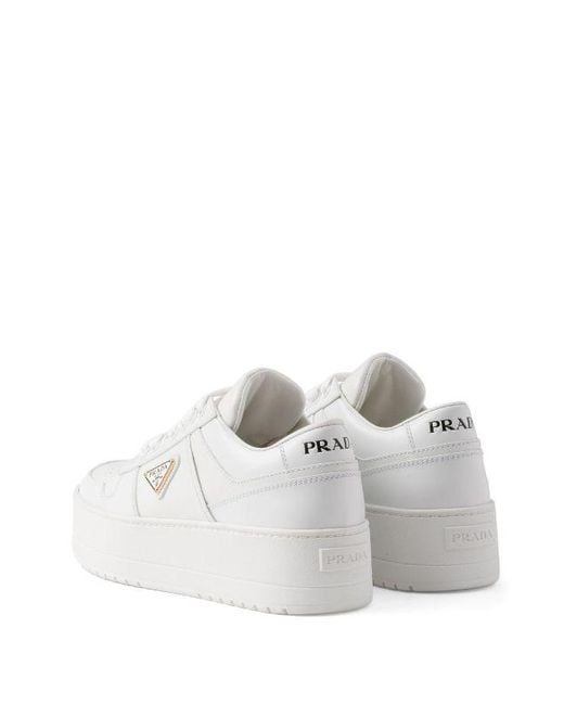 Prada White Downtown Bold Leather Sneakers