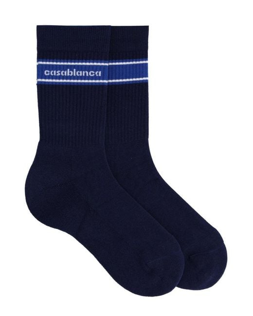 Casablanca Blue Socks With Logo for men