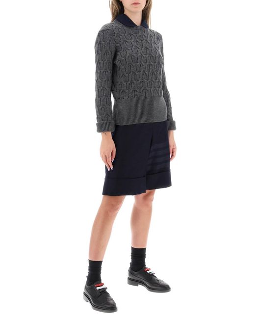 Thom Browne Gray Pullover in Wollkabelstrick