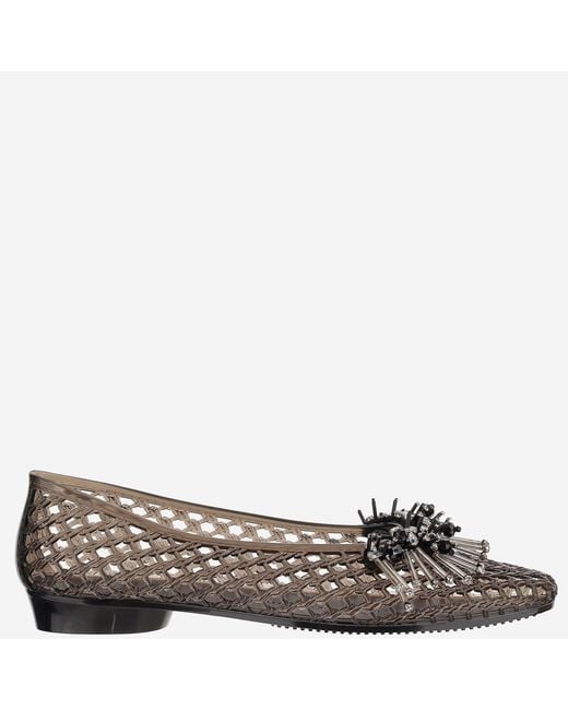 HEAVENLY JELLY Black Transparent Ballerina Flats With Decoration